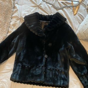 Black Faux Fur Evening Jacket/ Coat